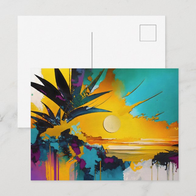 Postal Golden Horizon – Abstract Tropical Sunset (Anverso / Reverso)
