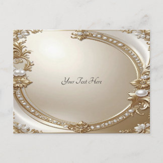Postal Golden Ornate Frame with Pearls Postcard