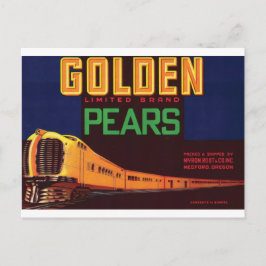 Postal Golden Pears Medford Oregon Trains Vintage Art