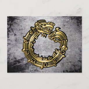 Postal Golden Quetzalcoatl