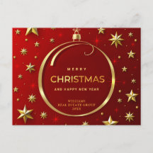 Golden Red Christmas Ornamet Corporate Greeting