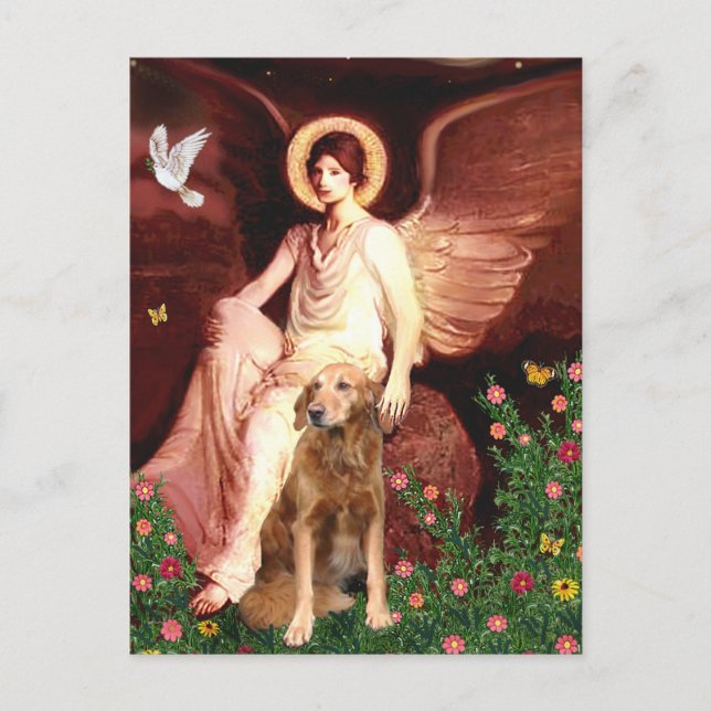 Postal Golden Retriever 9 - Angel sentado (Anverso)