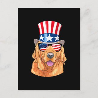 Postal Golden Retriever America Bandera de los Estados Un