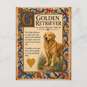 Postal Golden Retriever, Arte de Bestiario Medieval