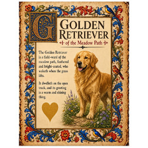 Postal Golden Retriever, Arte de Bestiario Medieval