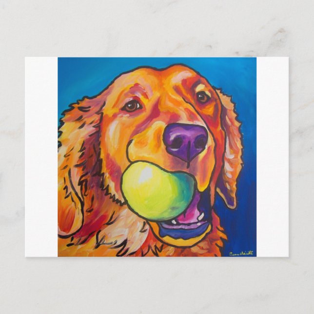 Postal Golden retriever con la bola (Anverso)