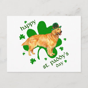 Postal Golden Retriever Día de San Patricio