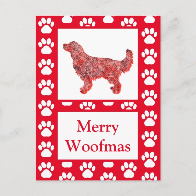 Postal Golden Retriever Dog Silhouette Rd Merry Christmas (Anverso)