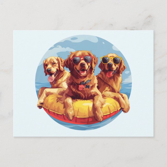 Postal Golden Retriever Dogs Summer Pool Floats (Anverso)