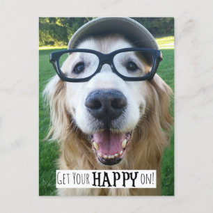 Postal Golden Retriever Get Your Happy On