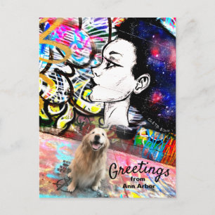 Postal Golden Retriever Graffiti Alley Ann Arbor Viajes