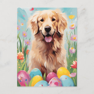 Postal Golden Retriever Happy Easter