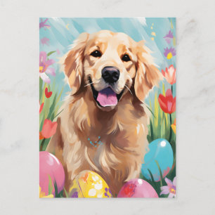 Postal Golden Retriever Happy Easter