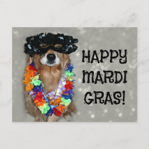 Postal Golden Retriever Happy Mardi Gras