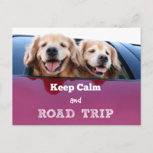 Postal Golden Retriever Mantén la Calma y Viaje por Carre