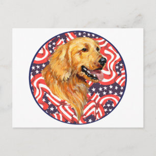 Postal Golden Retriever Patriótico