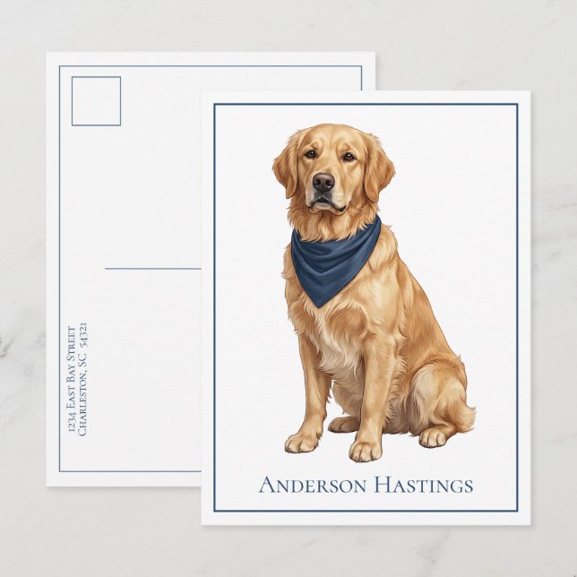 Postal Golden Retriever Preparado Personalizado (Anverso / Reverso)