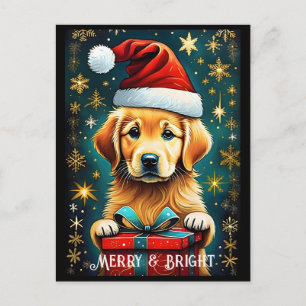 Postal Golden Retriever Snowflakes Santa Dog Holiday