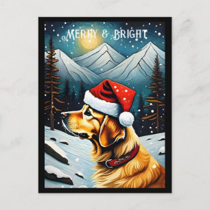 Postal Golden Retriever Snowly Mountain Santa Dog Holiday