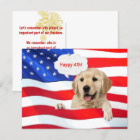 Golden Retriever Y American Flag Gracias