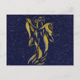 Postal Golden Ribbon Angel Resumen Navío Blue Starfield