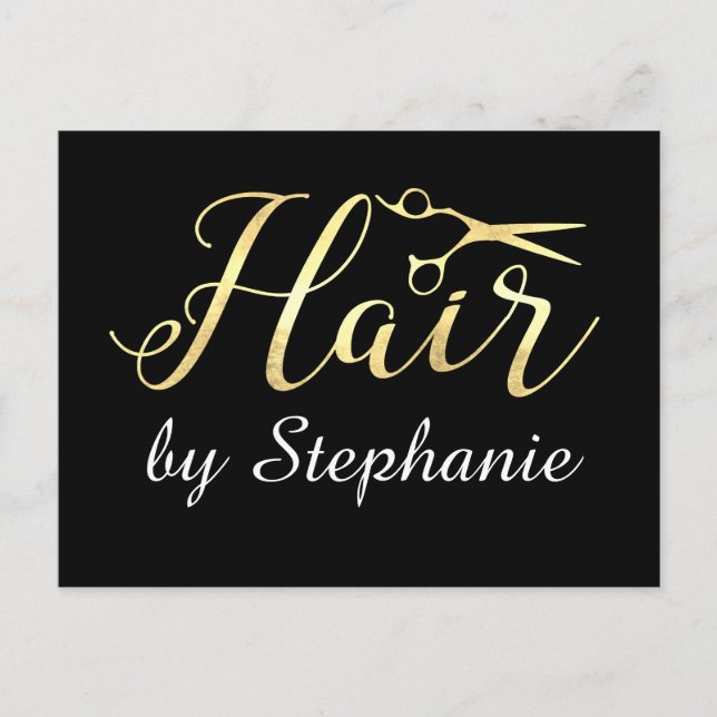 Postal Golden Script Scissors Hairstylist Hair Salon (Anverso)