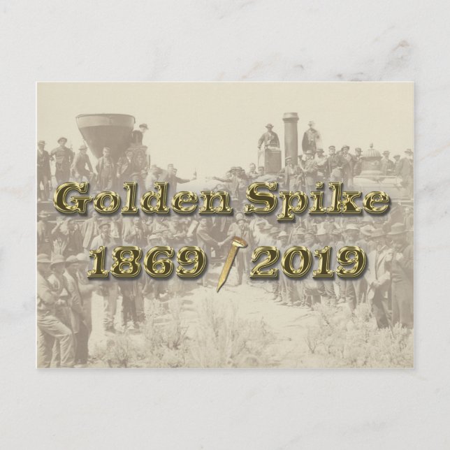 Postal Golden Spike Transcontinental Railroad Sesquincent (Anverso)