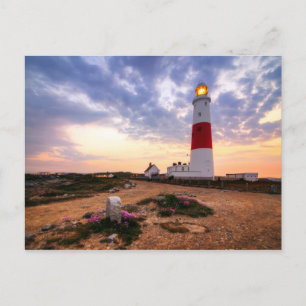 Postal Golden Sunrise En El Faro De Portland Bill
