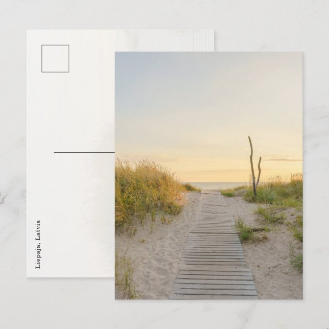 Postal Golden sunset Baltic sea view in Liepaja, Latvia (Anverso / Reverso)