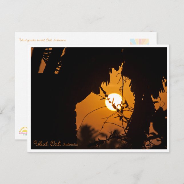 Postal Golden Sunset Garden Ubud – Art Postcard (Anverso / Reverso)