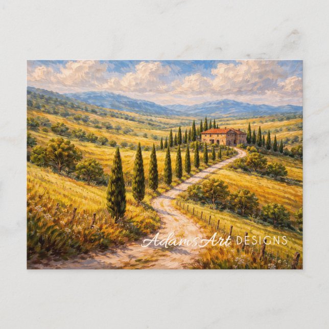 Postal Golden Tuscan Countryside Villa Landscape (Anverso)