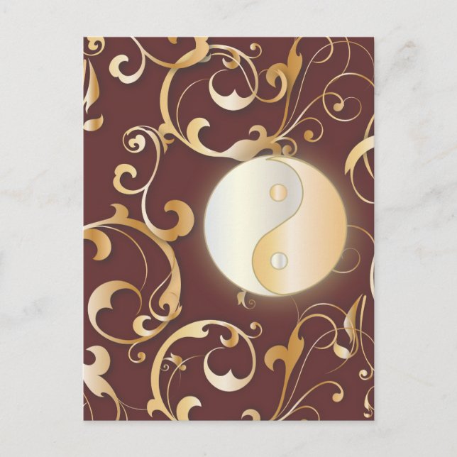 Postal Golden Yin & Yang with scrolls (Anverso)