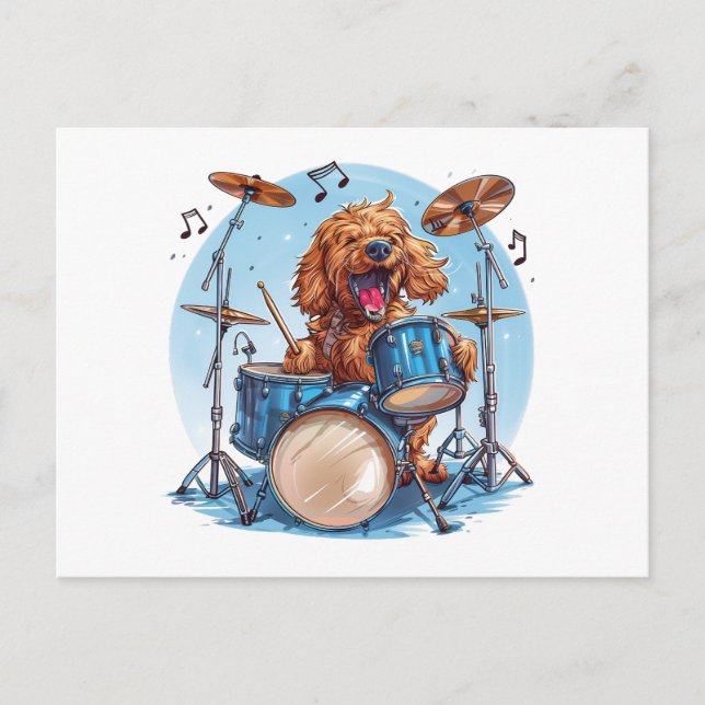 Postal Goldendoodle Dog Tambores De Juego (Anverso)