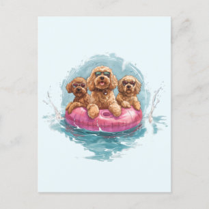 Postal Goldendoodle Dogs Verano Pineapple Float