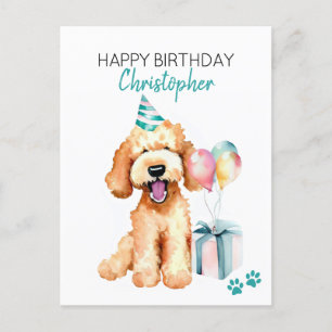 Postal Goldendoodle Perro Personalizado Feliz Cumpleaños