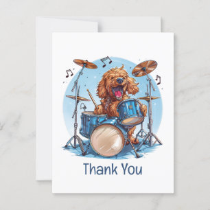 Postal Goldendoodle Tocando la Batería Agradecido