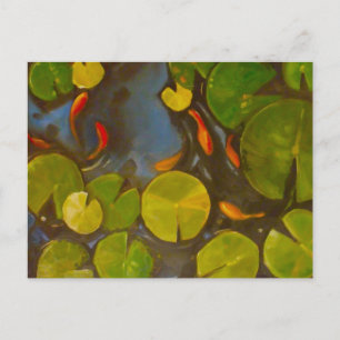 Postal Goldfish Koi Pond Water Lilies