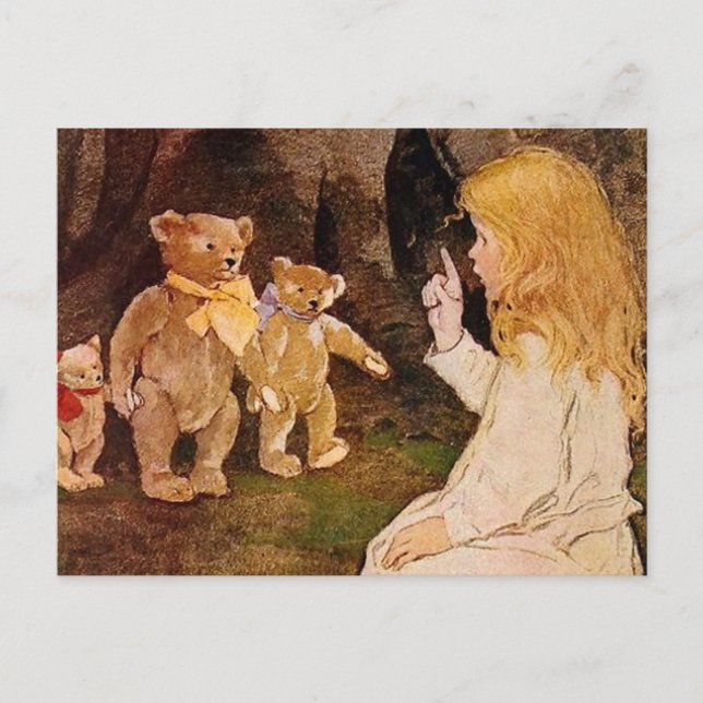 Postal “Goldilocks y los Osos” de Jessie Willcox Smith (Anverso)