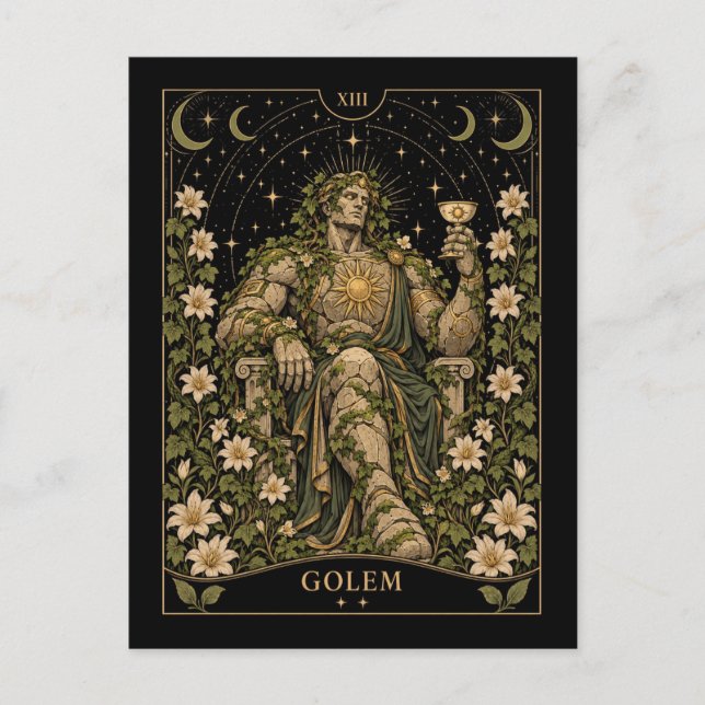 Postal Golem, arte de Tarot Starlit (Anverso)