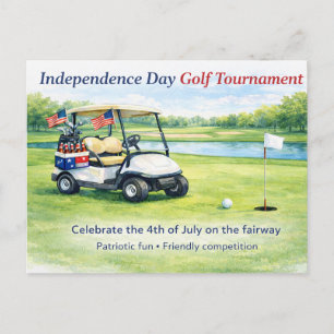 Postal Golf 4 de julio carrito de golf del Día de la Inde