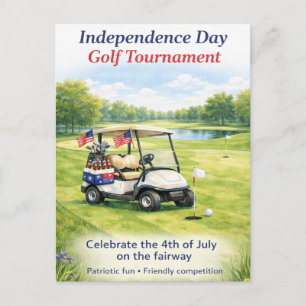 Postal Golf 4 de julio carrito de golf del Día de la Inde