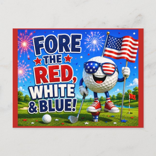 Postal Golf 4 de julio Día de la Independencia  (Anverso)