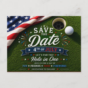 Postal Golf 4 de julio Día de la Independencia para golfi