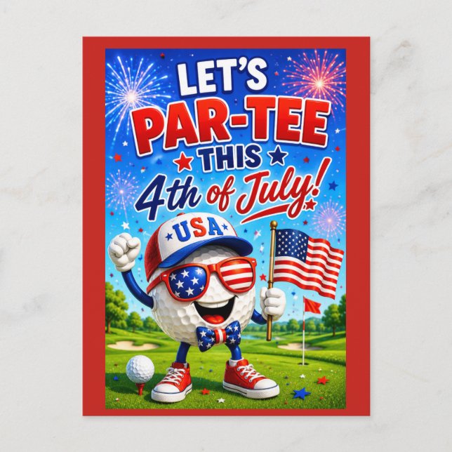 Postal Golf 4 de julio Guardar la fecha  Día de la Indepe (Anverso)
