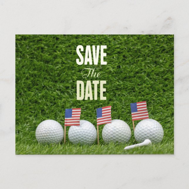 Postal GOLF 4 de julio salve la fecha con la bandera Amér (Anverso)