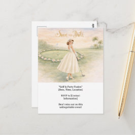 Postal Golf Bachelorette woman golfer is golfing