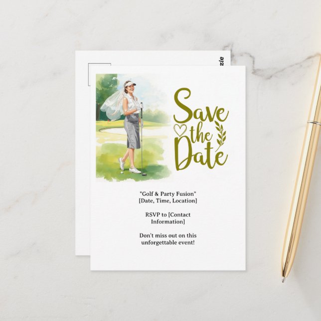 Postal Golf  Bachelorette woman golfer is golfing (Anverso/Reverso In Situ)