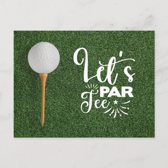 Postal Golf Ball Let's Par Tee on green grass (Anverso)