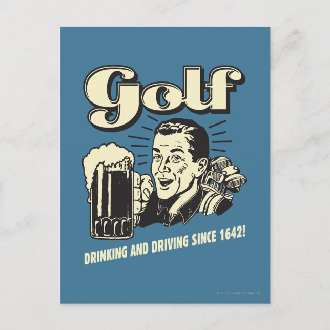 Postal Golf: Beber y conducir desde 1642 (Anverso)