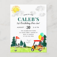 Golf Boy Golfing Swing By Fore a Par-tee Birday